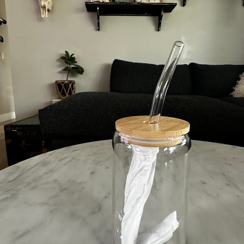 New Bamboo Glass StrawTumbler 16oz